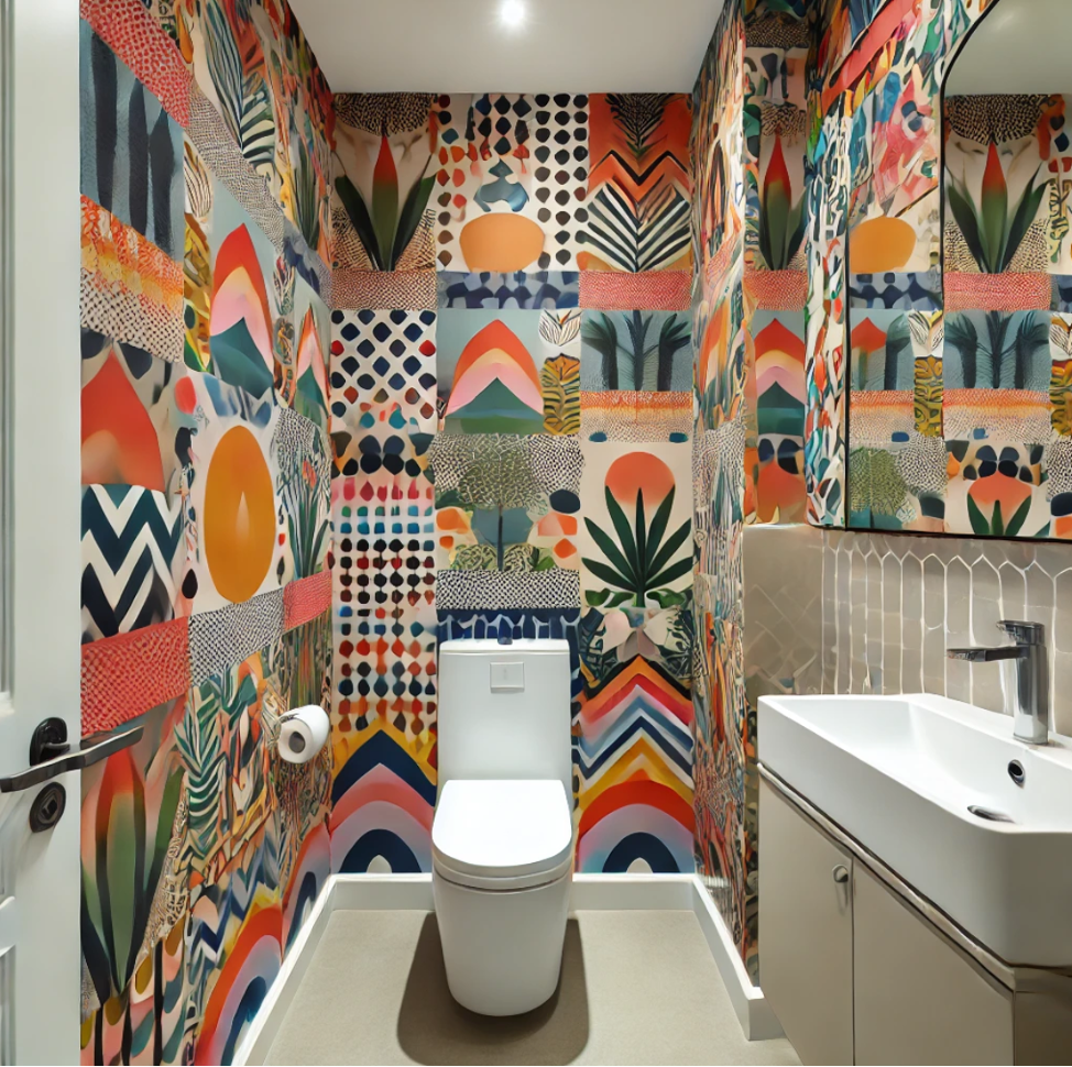 Bold and Playful Wallpaper guest bathroom decor ideas 2025