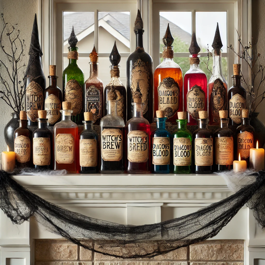 Halloween decor Potion Bottles Display