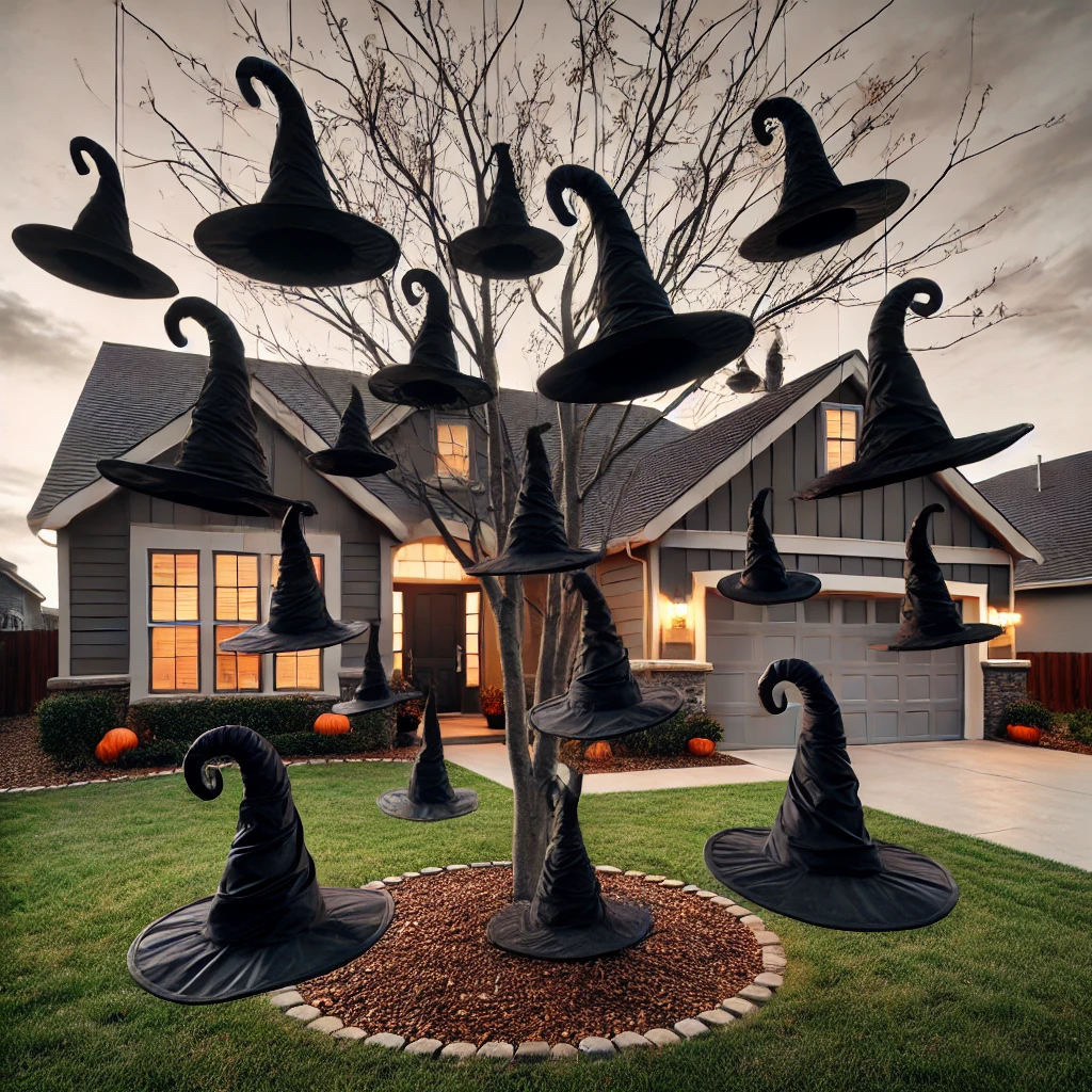 Floating Witch Hats Halloween decor