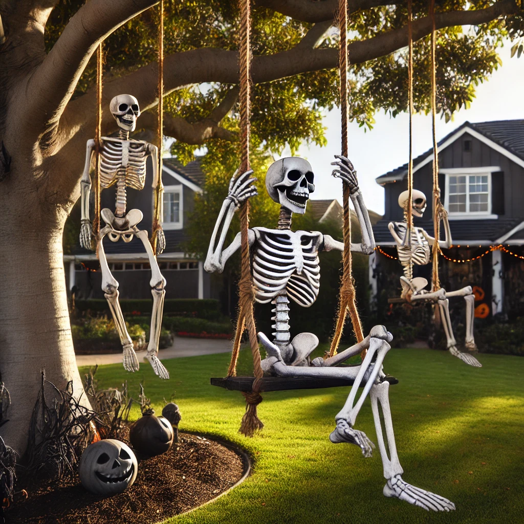 Spooky Swinging Skeletons Halloween decor