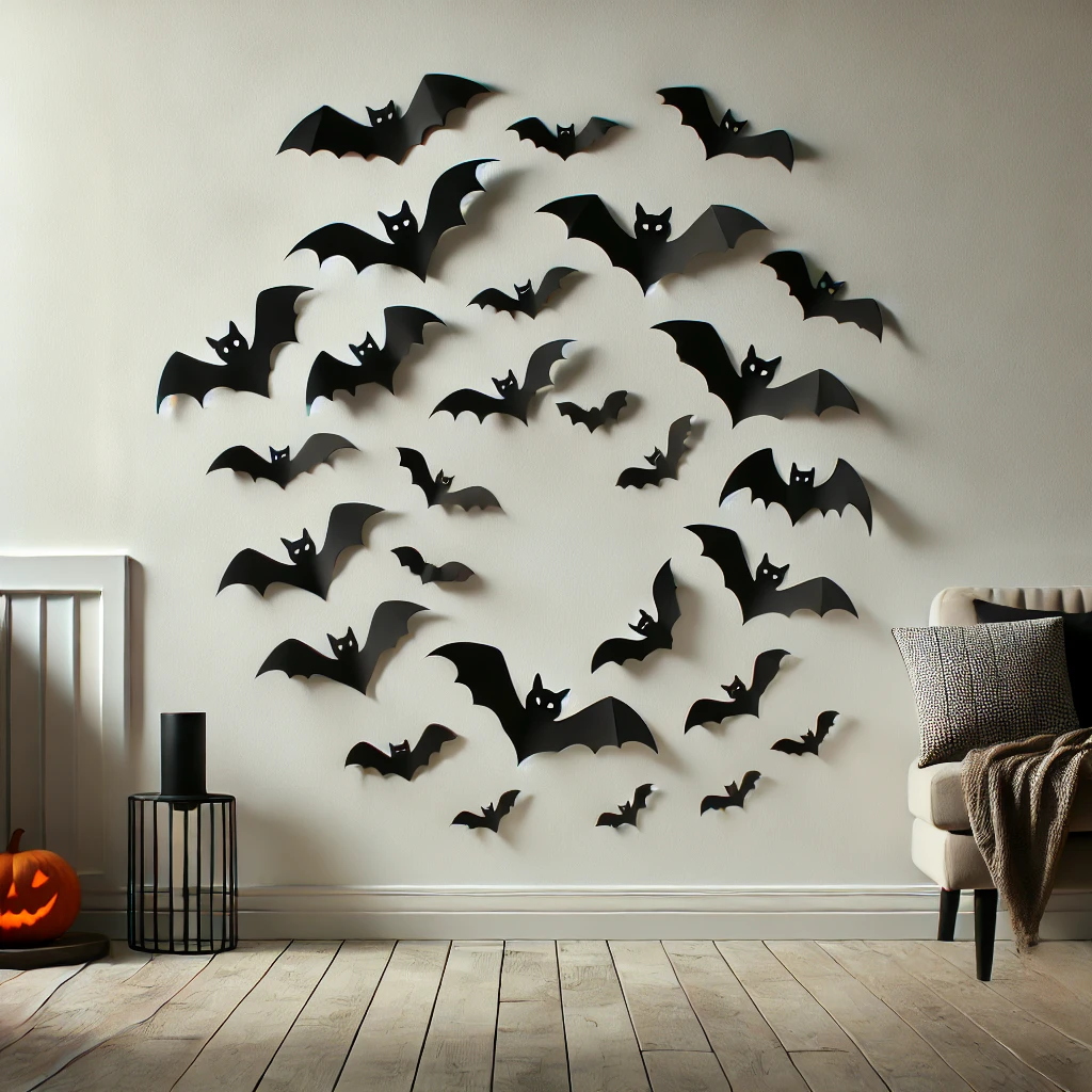 Halloween decor Paper Bats on the Wall