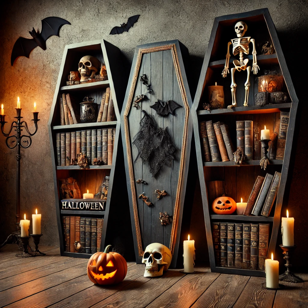 Coffin Bookshelves Halloween decor