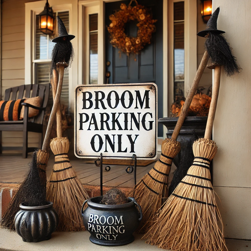 Witchy Broom Parking Halloween decor