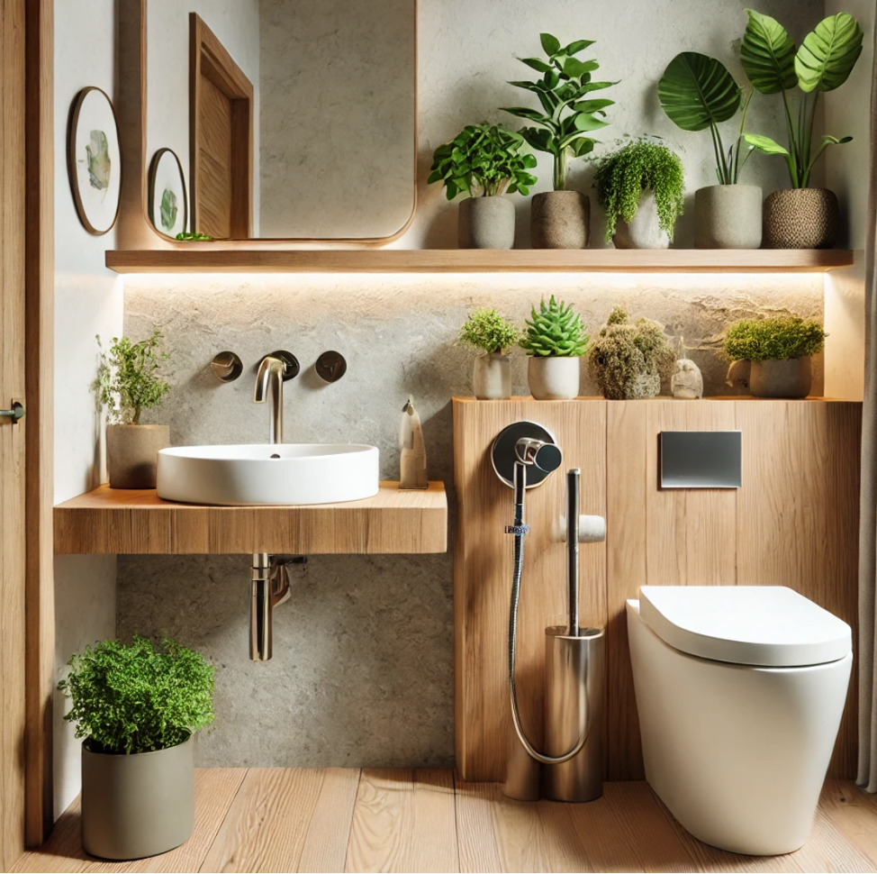 Eco-Friendly Fixtures guest bathroom decor ideas 2025