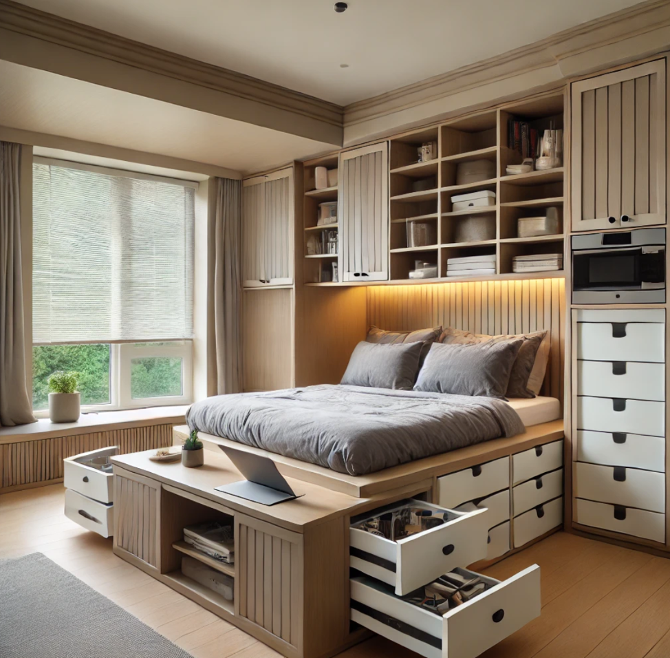 maximizing space in studio apartments Incorporate Smart Storage Solutions