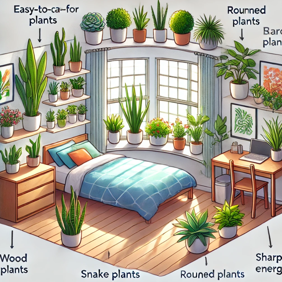 Incorporating Plants for Positive Energy Feng Shui dorm room