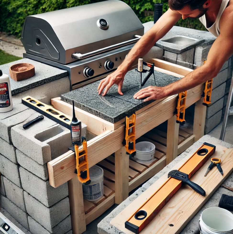  Install the Countertop DIY Outdoor Kitchen