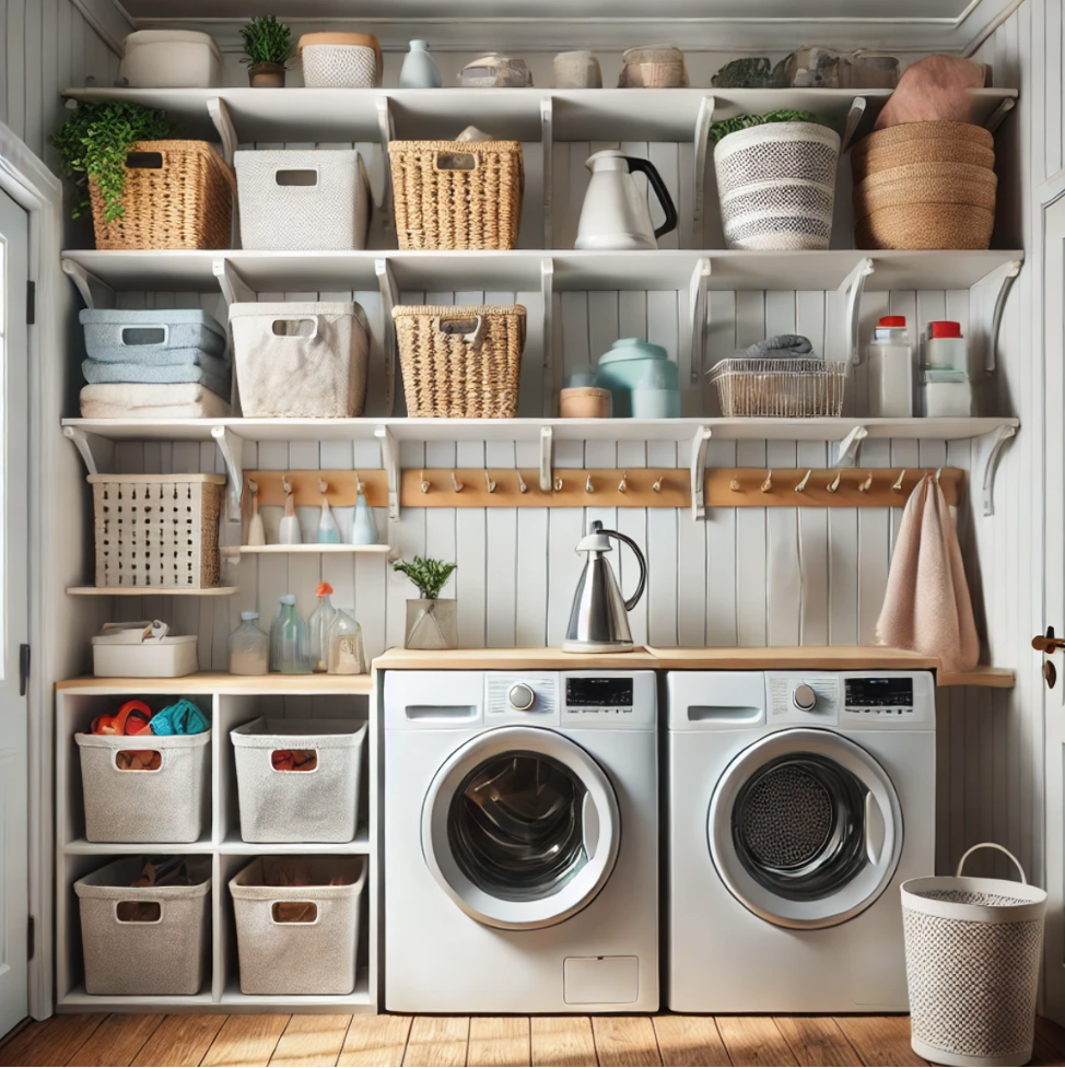 Maximize Vertical Space with Shelving and Cabinets organize laundry room