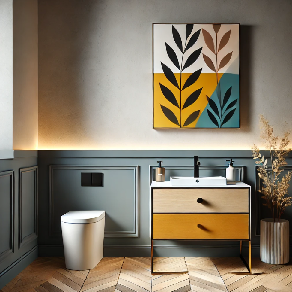 Monochromatic Palettes with a Pop of Color Small bathroom trends 2025