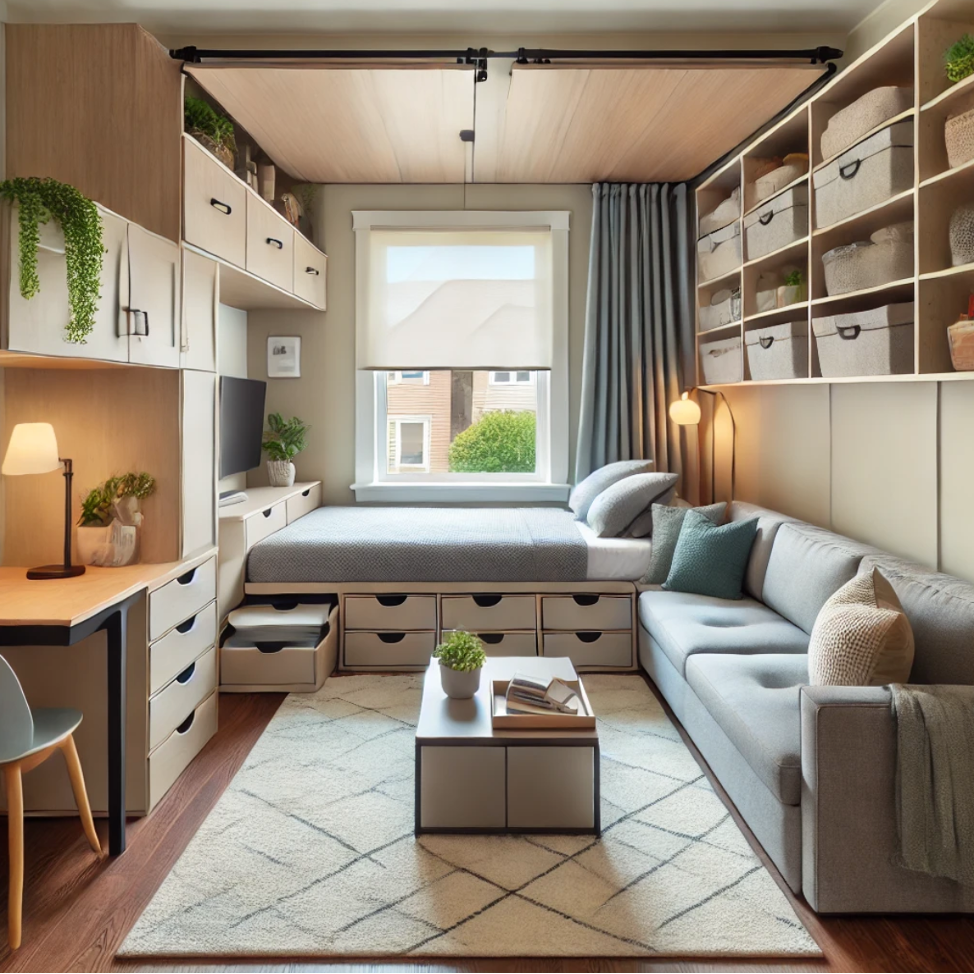 Multi-Functional Furniture Space in Studio Apartments