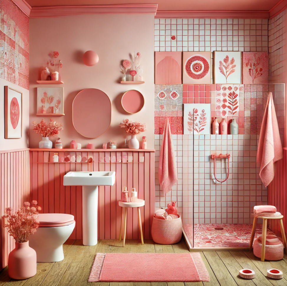 Playful Pinks and Corals bathroom on 2025