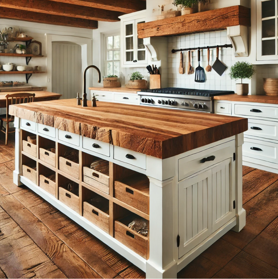 Rustic Butcher Block Island