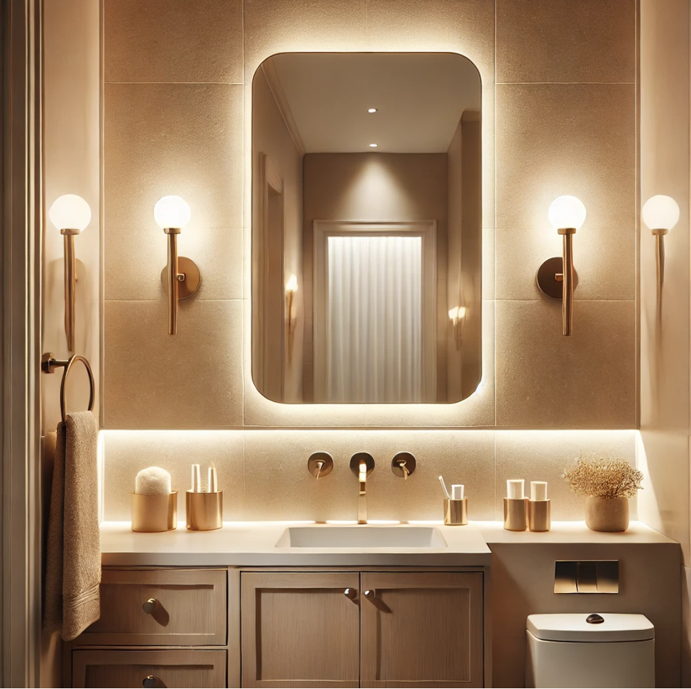 Soft and Subtle Lighting guest bathroom decor ideas 2025