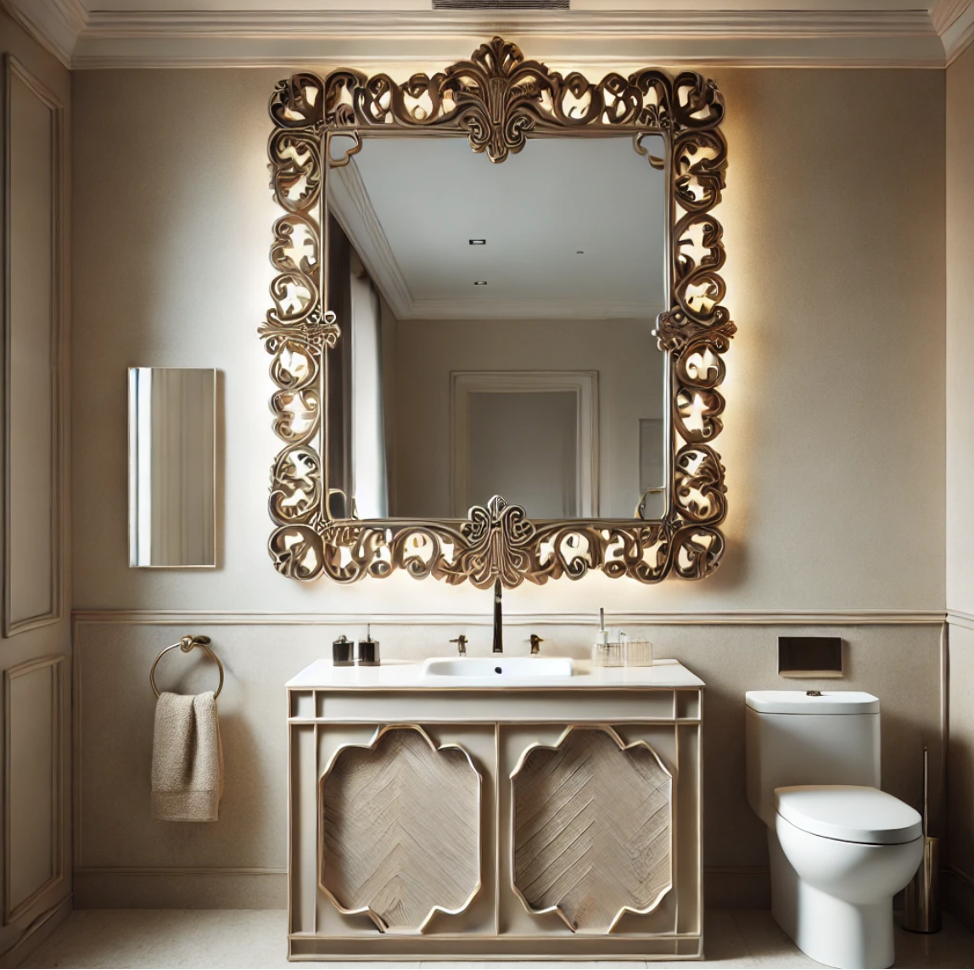 Statement Mirrors guest bathroom decor ideas 2025
