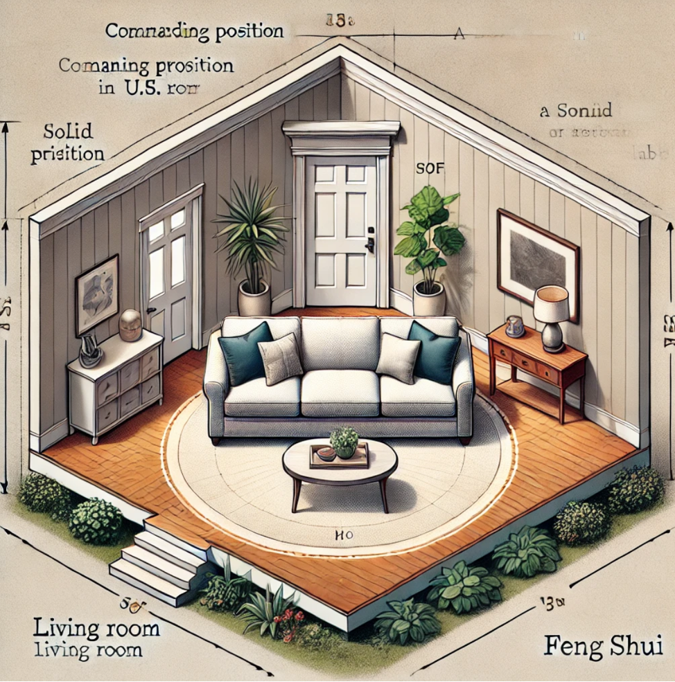 The Commanding Position for Furniture Placement Feng Shui living room layout