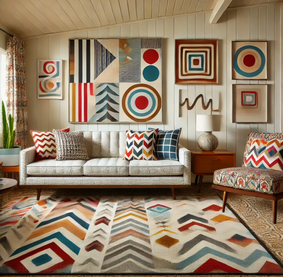 Use Geometric Patterns and Prints mid-century modern decor ideas
