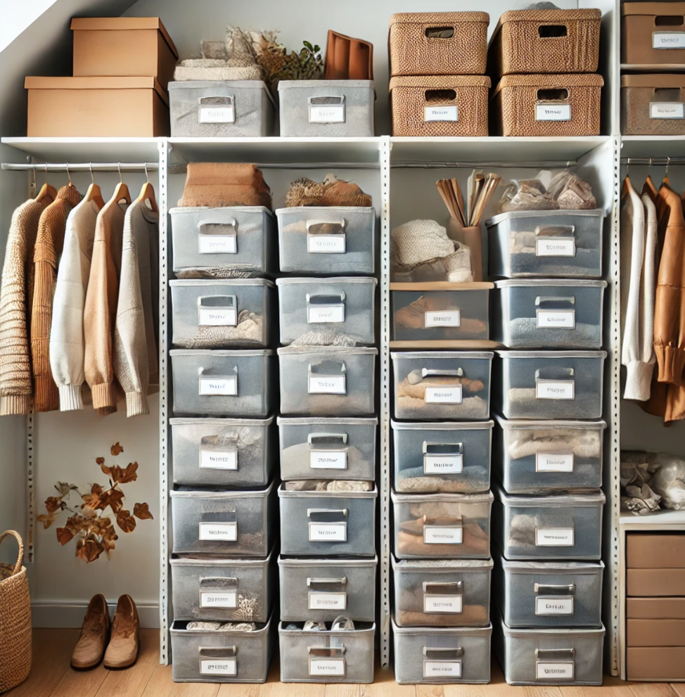 Closet Organization Hacks: Use Matching Storage Bins