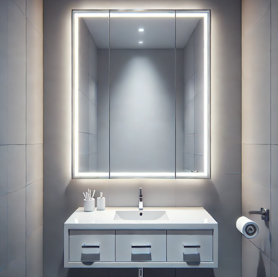 Use Mirrors to Create Depth small bathroom makeover