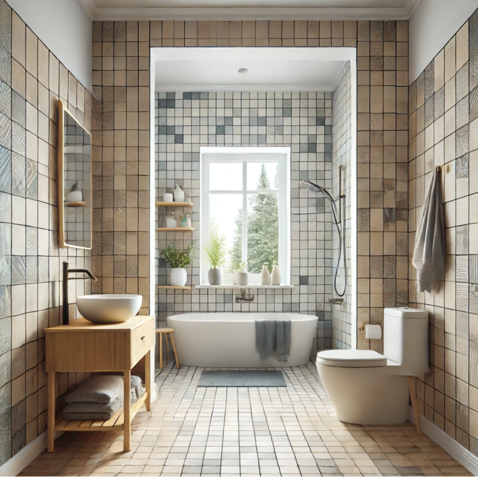 Use Peel-and-Stick Tiles for an Affordable Upgrade small bathroom makeover