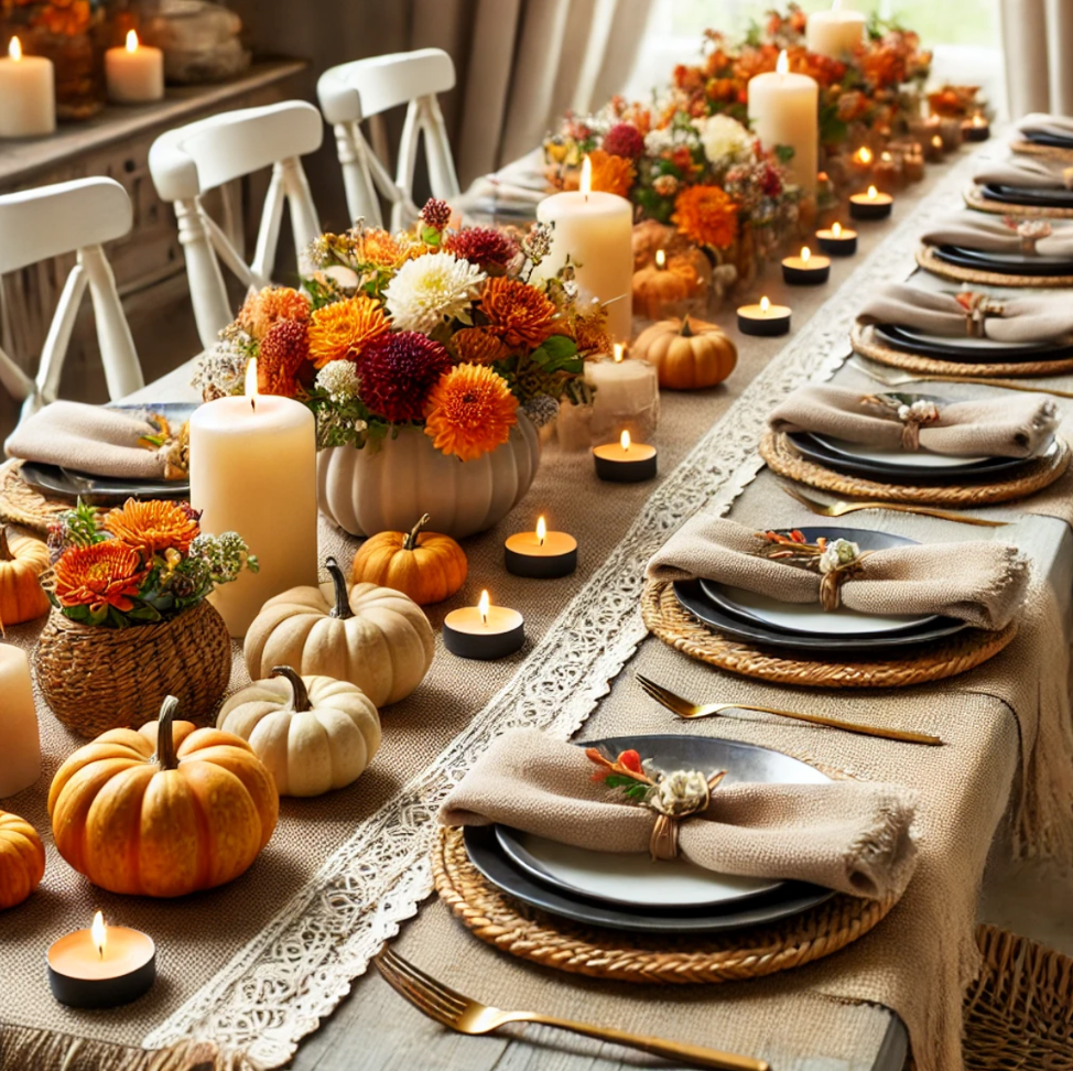 fall-themed table settings decor