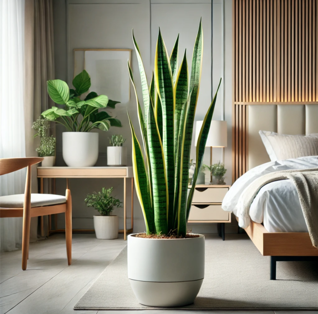 air purifying plants Snake Plant (Sansevieria trifasciata)